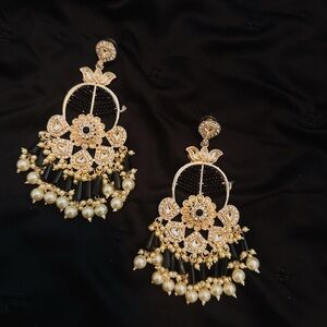 Elegant Gold and Black Dangle Earrings